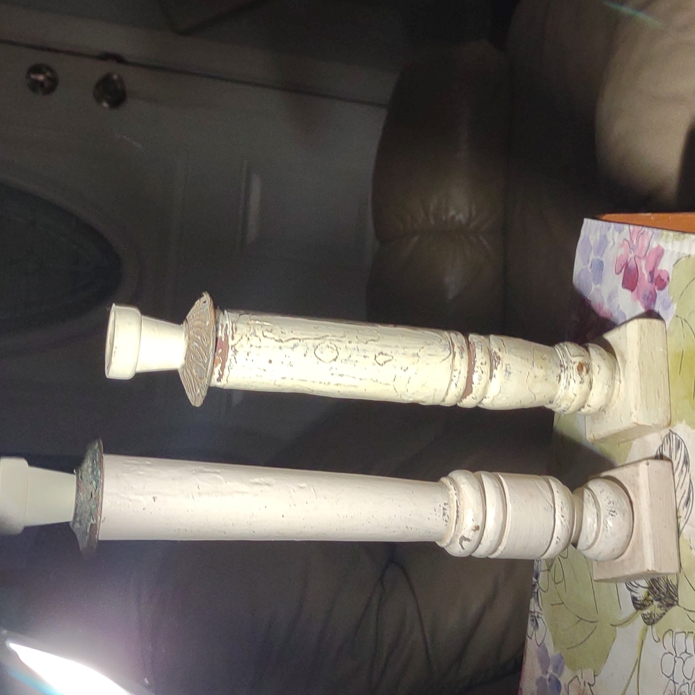 Candle sticks, Shabby Chic, vintage style. Made with old materials. Unique!